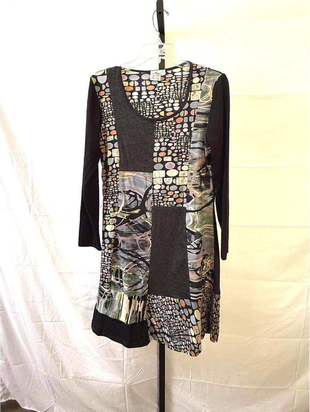 Parsley & Sage Women's Long Sleeve Patchwork Pattern Dress S